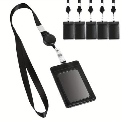 Women Men Black Lanyard Badge Holders Pouch ID Holders with Neck Strap ID Card Holder Credit Card Holders Case Bag