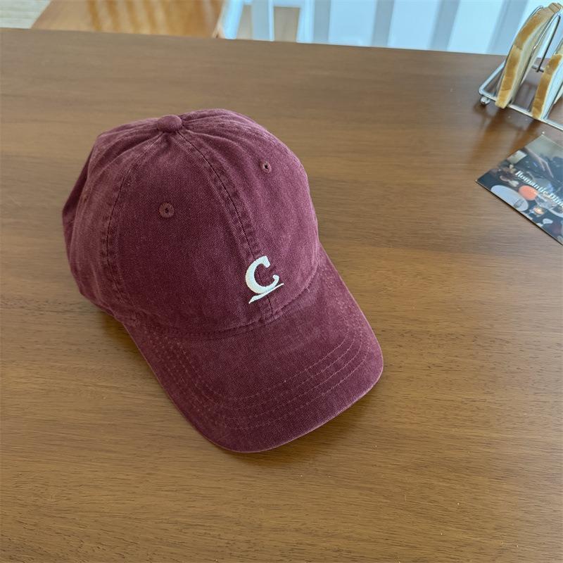 Letter C embroidery simple baseball cap versatile soft top suitable for round face cap men