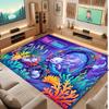 Underwater Fish Theme Soft Crystal Velvet Rug Custom Name & Text Print Non Slip Floor Rug for Bedroom Living Room