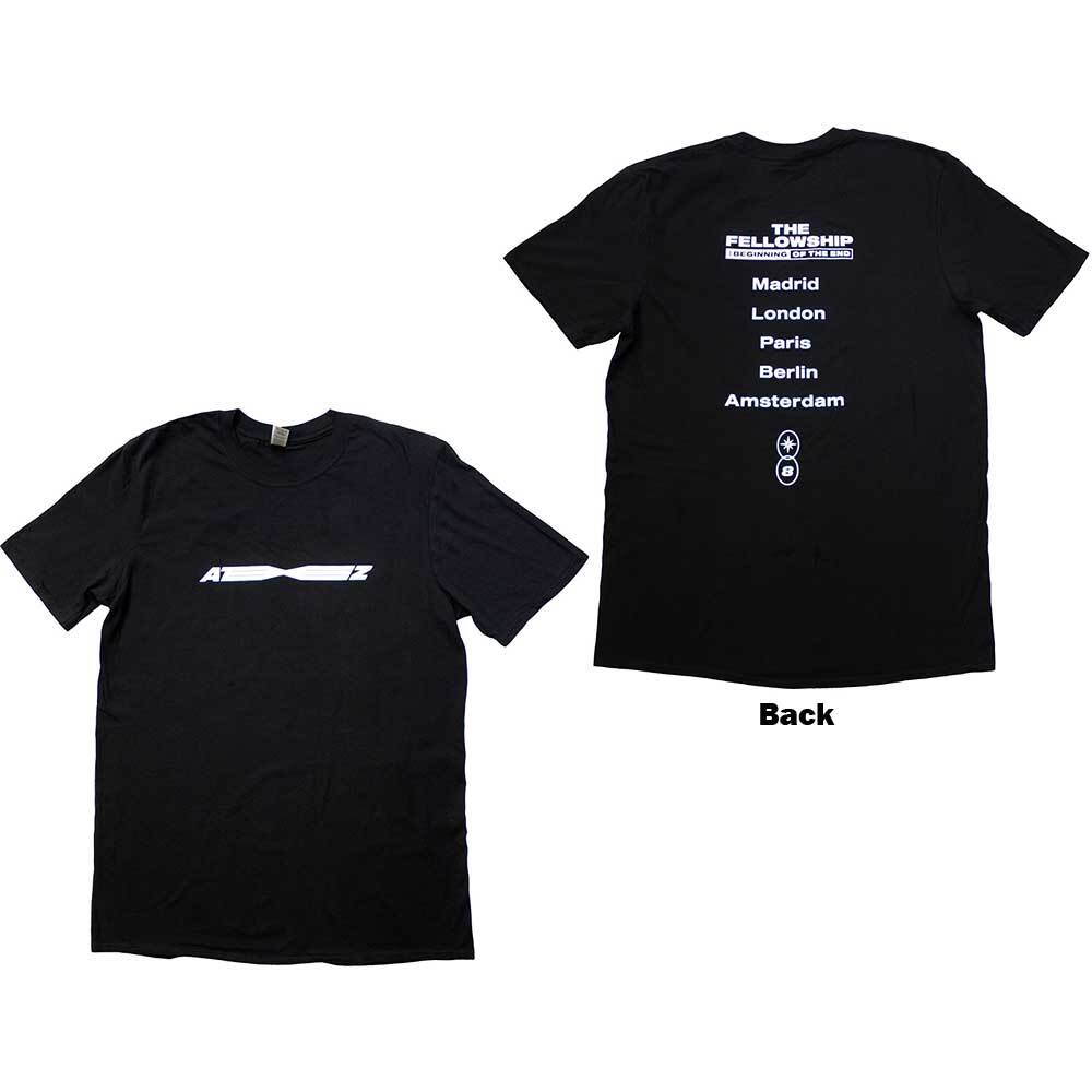 ATEEZ Unisex T-Shirt: Fellowship Tour Euro Logo (Back Print & Ex-Tour) (Medium) L