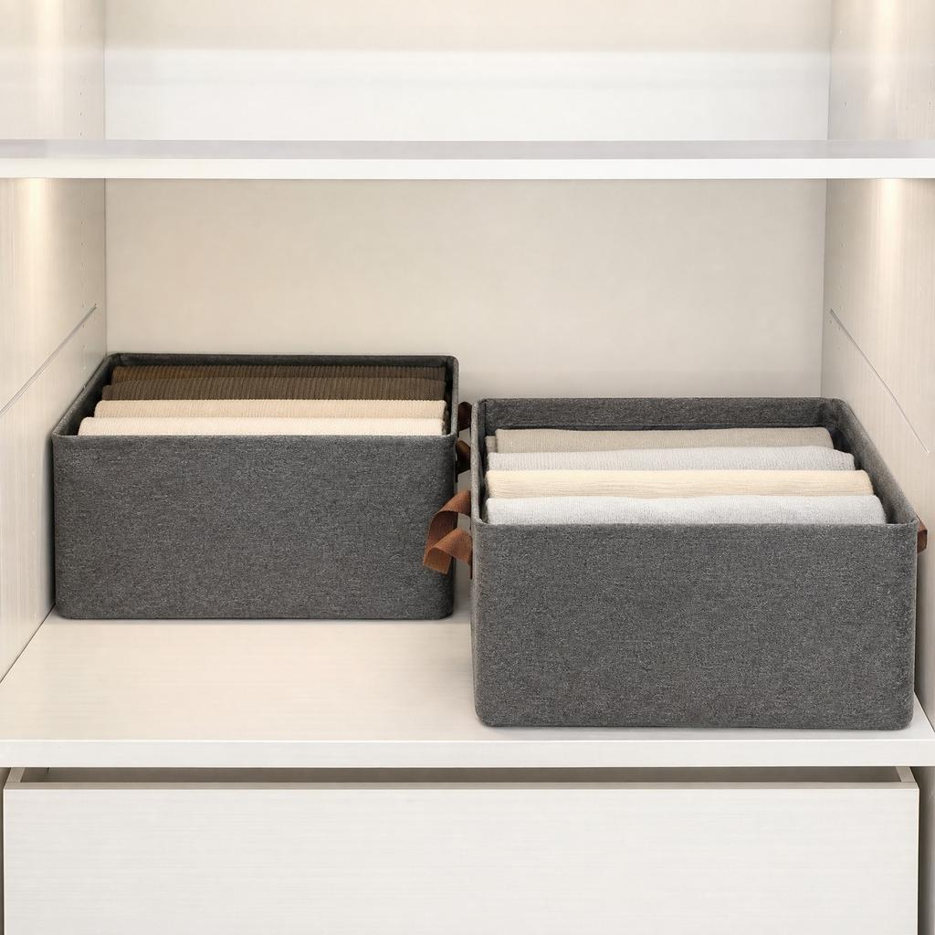 Cationic Fabric Foldable Storage Box with Handles Collapsible Drawer Organizer for Home Closet Shelf and Office Use