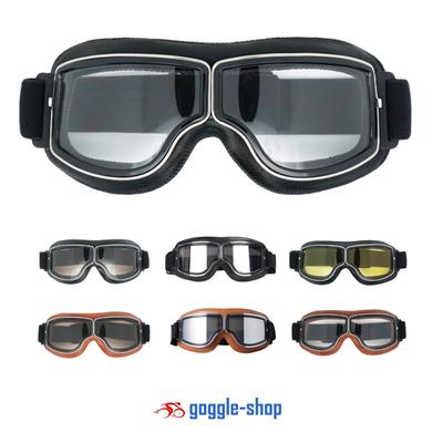 Vintage Motorradbrille für Männer und Frauen, Vintage Leder Steampunk Stil staubdichte Piloten-Fahrbrille