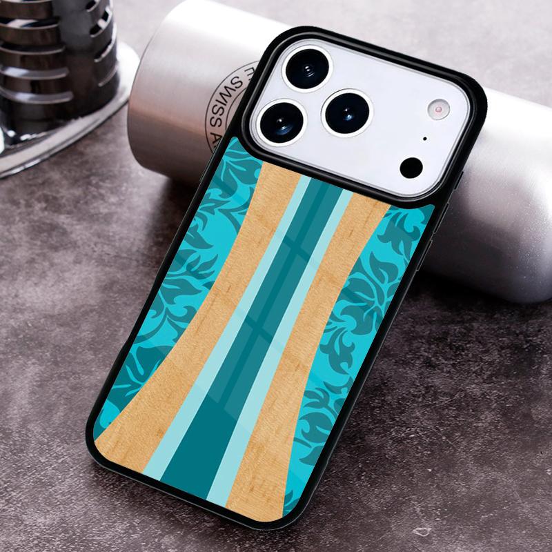 Hawaiian Faux Wood Surfboard Soft Phone Case for iPhone 17 16 15 Pro Max Air 14 13 12 11 Plus Shockproof Cover