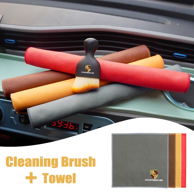 Wsdz2 Voor Porsche Auto Schoonmaken Zachte Borstel Tool Stofverwijderaar Suede Fleece Microvezel Wasdoek Auto Schoonmaak Doek Auto Accessoires
