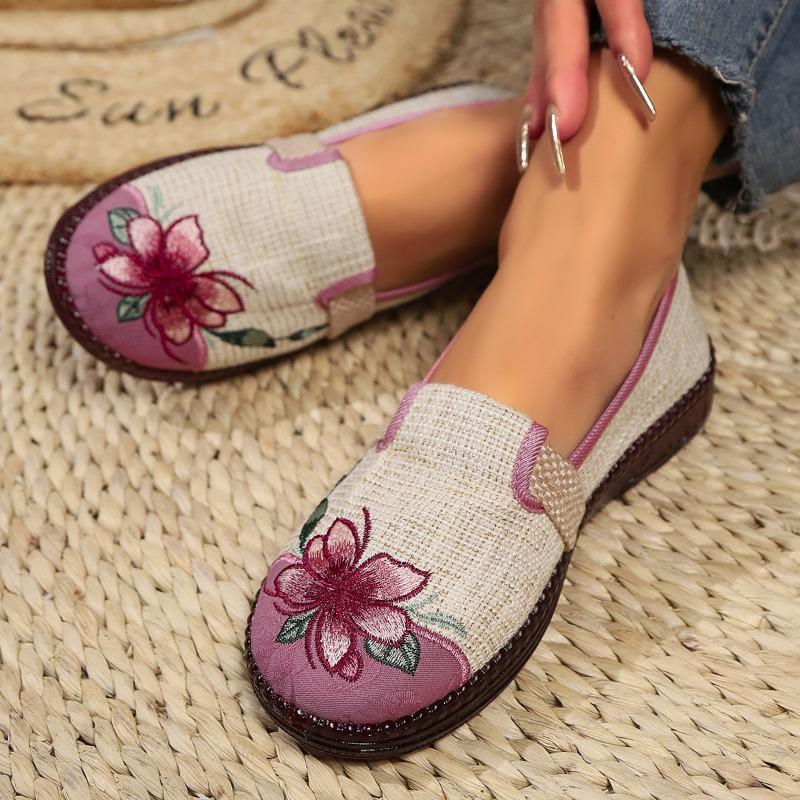 Fashion New Round Toe Comfortable Casual Embroidered Flat Shoes Hot Selling Summer Elegant Breathable Mesh Women's Shoes