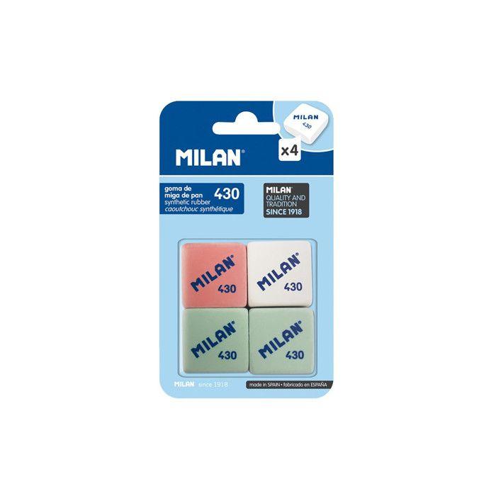 Gomme - MILAN - 430 - Caoutchouc synthétique - Multicolore - Pack de 4