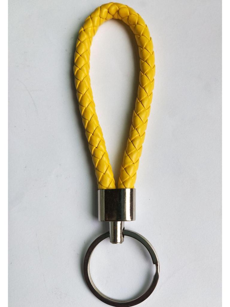 Woven Leather Cord Metal Keychain Pendant