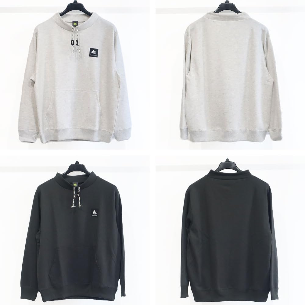 Men's Plus Size LOGOS Park Sweatshirt, Spindle Neck, Long Sleeve, Solid Color, Simple Style, Sizes 3L, 4L, and 5L, 10001795 (JP, Alphabet, 5L, KHAKI)