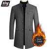 Neue Wintermode Männer Slim Fit Langarm Strickjacken Mischungen Mantel Jacke Anzug Solide Herren Lange Wollmäntel