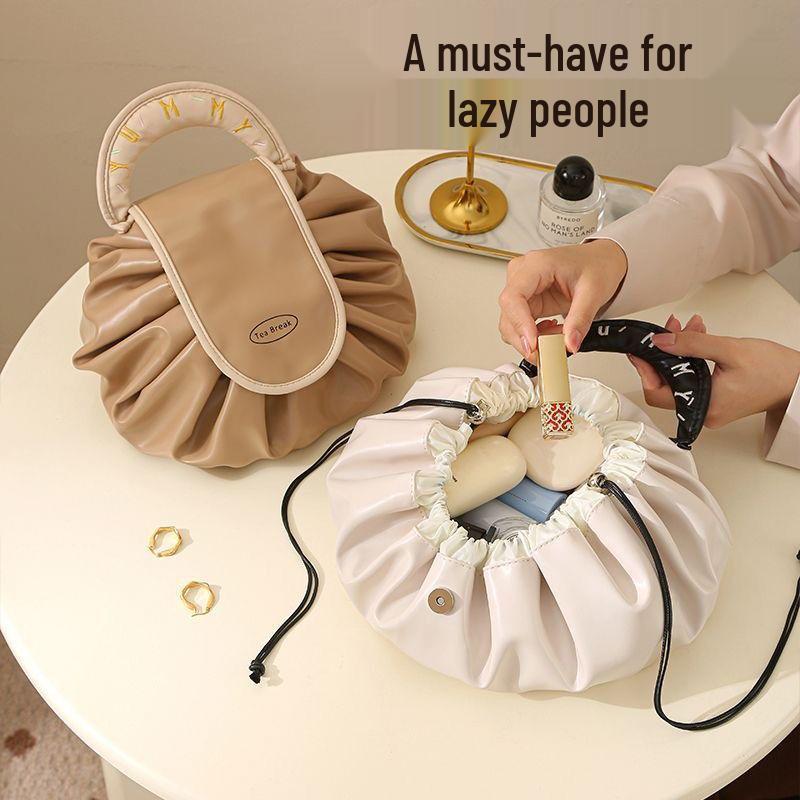 Lazy Person 2025 Waterproof Makeup Bag: Large Capacity Travel Wash Bag with Drawstring