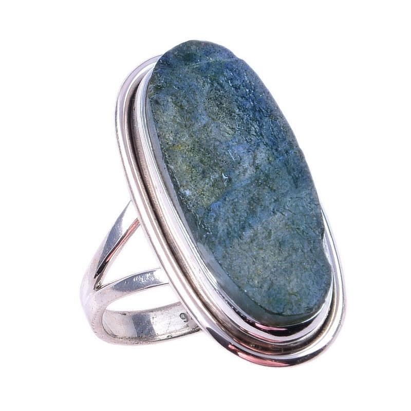 Natural Labradorite Gemstone Handmade 925 Solid Sterling Silver Ring Size 8 D2N31