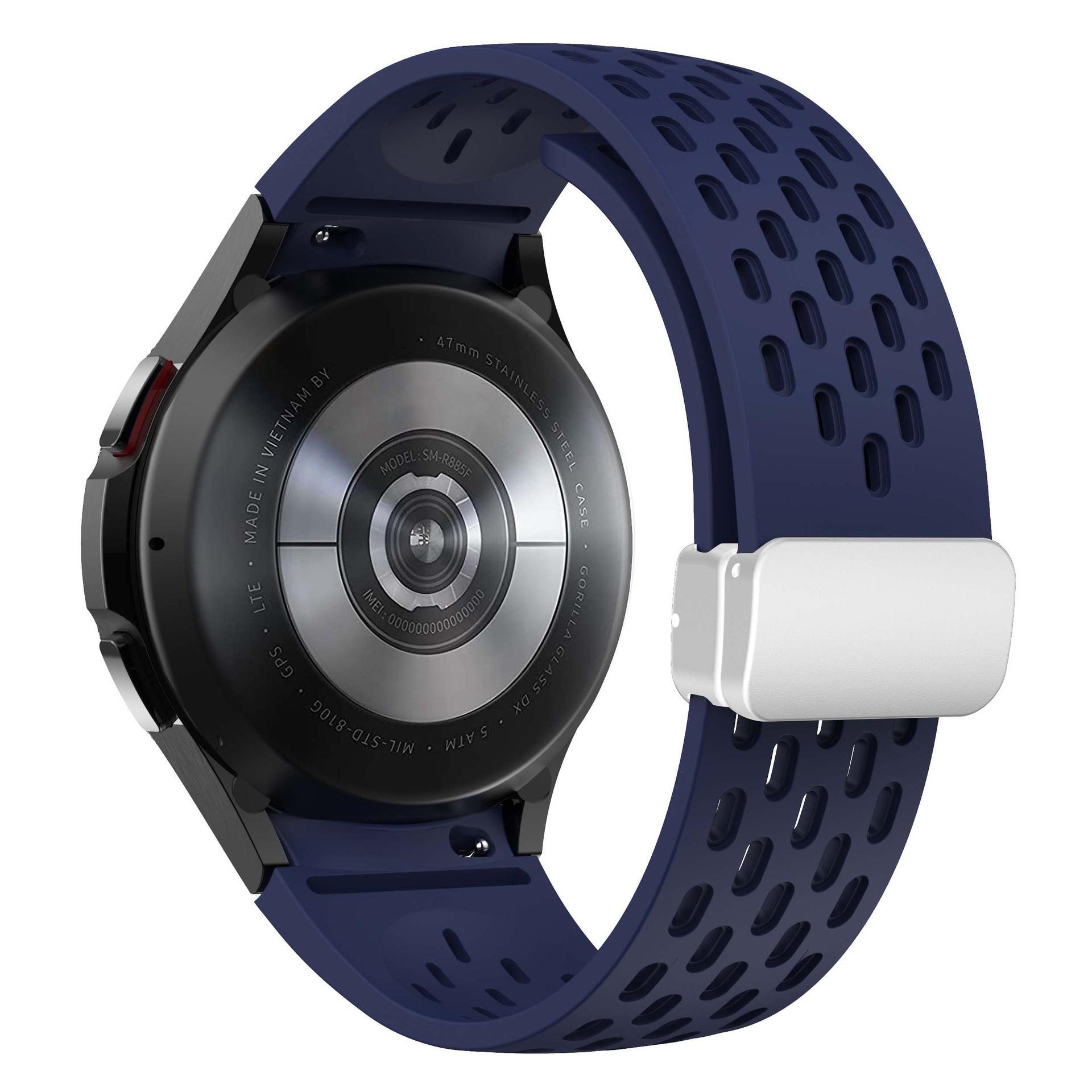 

Silicone Strap for Samsung Galaxy Watch7/Watch6/Watch 5 44mm 40mm Wrist Strap with Silver Magnetic Buckle Midnight Blue