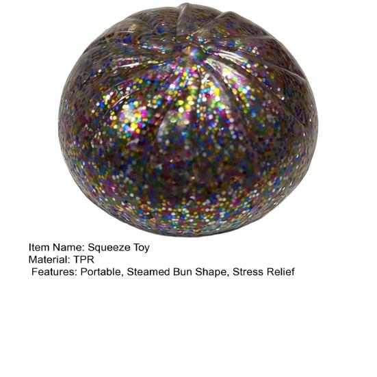 Glitter Dumpling Squeeze Toy Soft Stretchy Steamed Bun Fidget Toy Decompression Simulation Dough Ball Desk Toy
