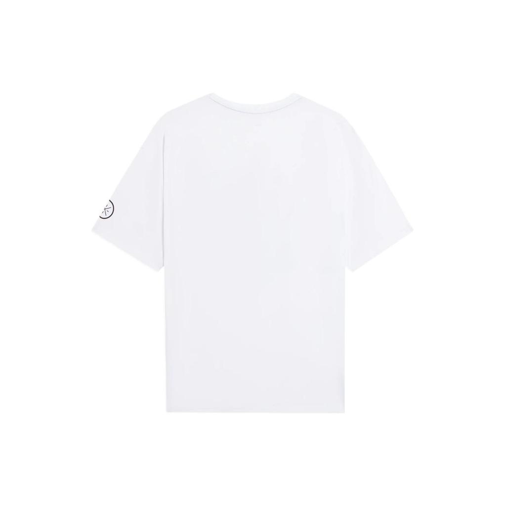 Li-Ning Wade Series International Script Print Round Neck Casual Short Sleeve Drop Shoulder T-Shirt Unisex Tops White AHSS443-2