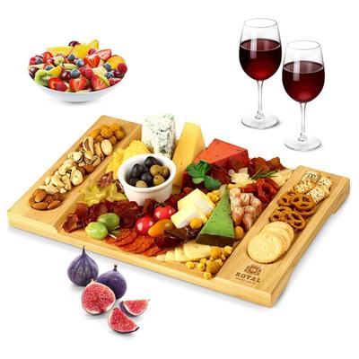 Prkénko na krájení Bambusové uzenářské prkénko Drážky Design Cheese Board Servírovací tác na jídlo pro domácí kuchyni