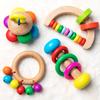 Montessori Wooden Rattles For Baby Crib Toys Baby Rattle Educational Musical Wooden Toys Children Development Games Wood Puzzles