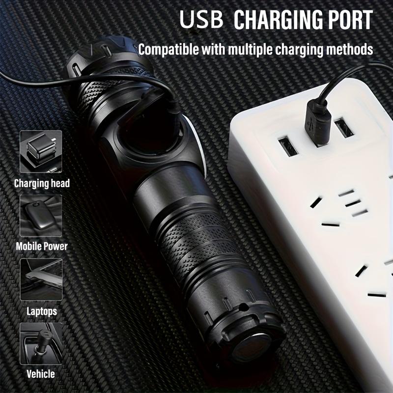 Multi Functional Rechargeable Flashlight,strong Light,telescopic Zoom,magnetic,with Side Light,suitable for Home,camping and Emergency Scenarios
