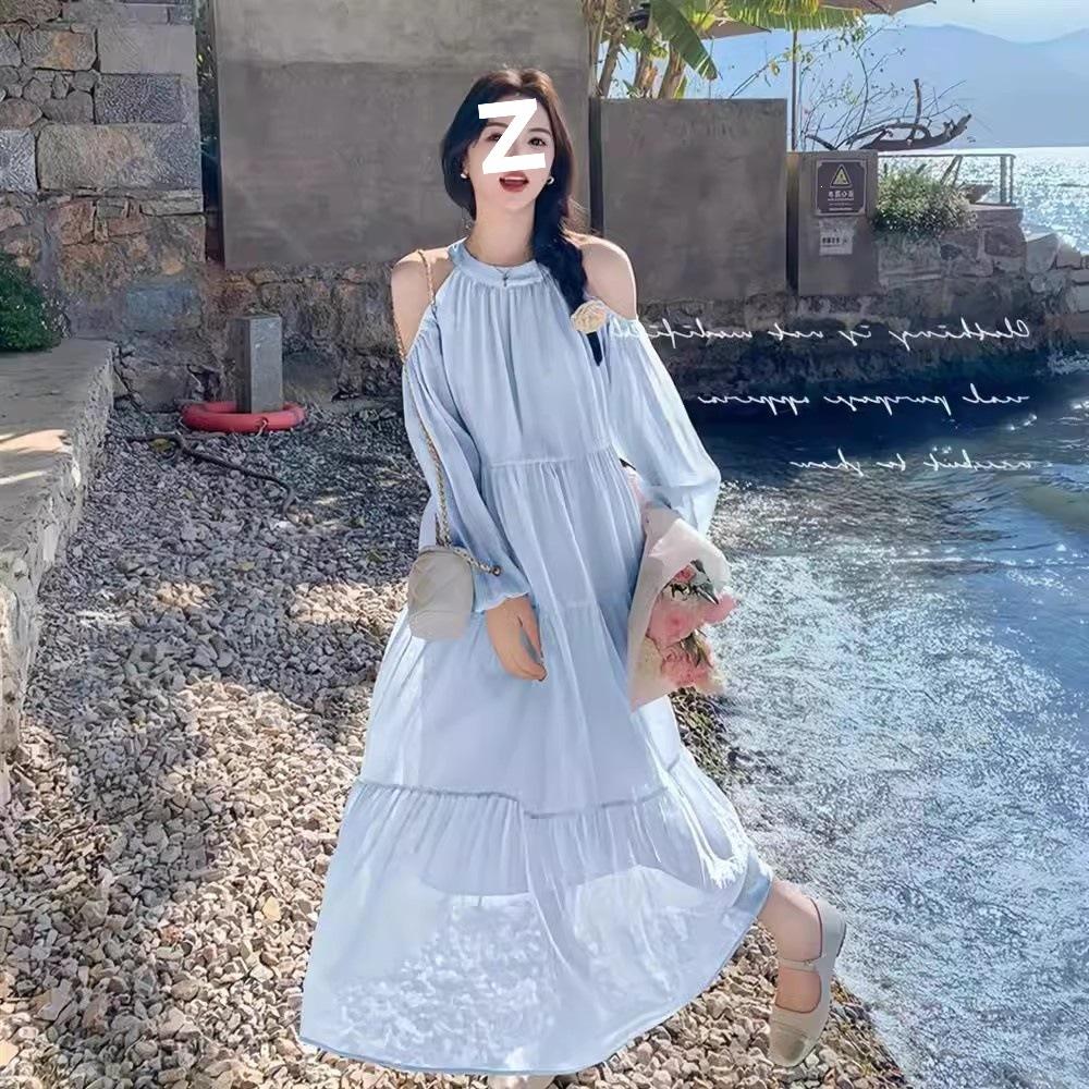 Seaside Holiday Wind Off-the-shoulder Dress for Women's New French Gentle Wind Sweet Loose Beautiful Fairy Dress