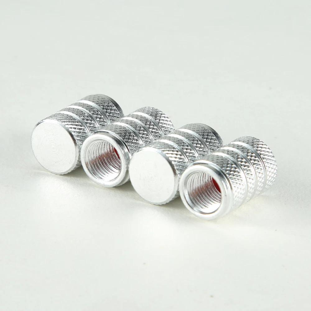 4Pcs Knurling Style Tire Valve Cap Aluminum Silver Car Tire Valve Stems Cap Tire Wheel Stem Air Valve Cap Valve Stems 1