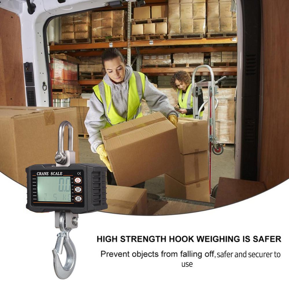1000kg/ 2204lbs LCD Backlight Digital Hanging Scale Portable Heavy Duty Crane Scale Industrial Hook Scales