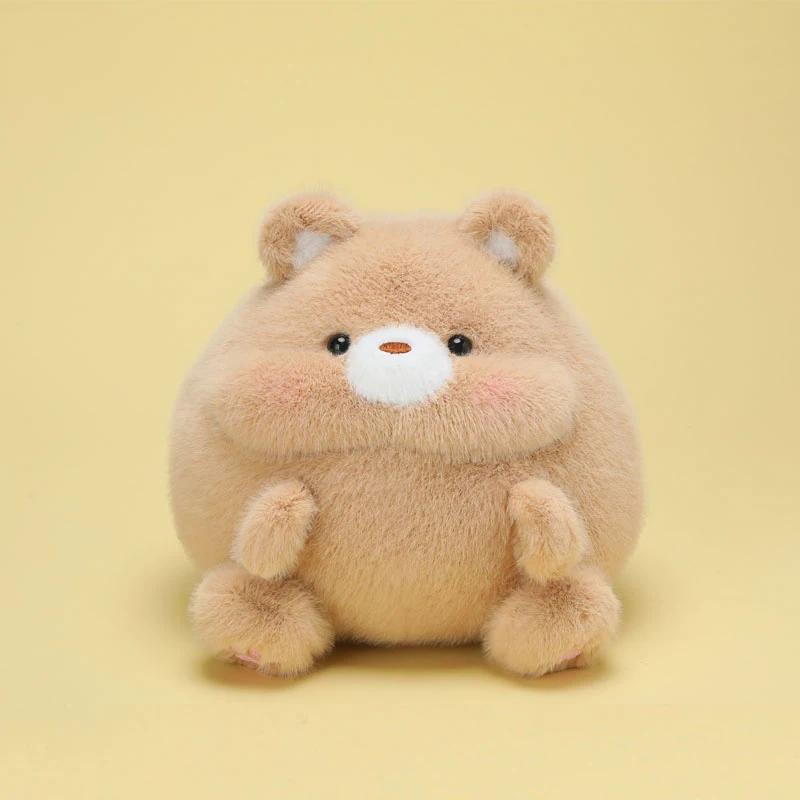 Ronde Tekenen Dier Pluche Speelgoed Tekenen Eend Konijn Varkentje Beer Pop Zacht Warm Gezellig Mini Huisdieren Leuke Bureau Decoratie Kinderen Cadeau 18cm beige