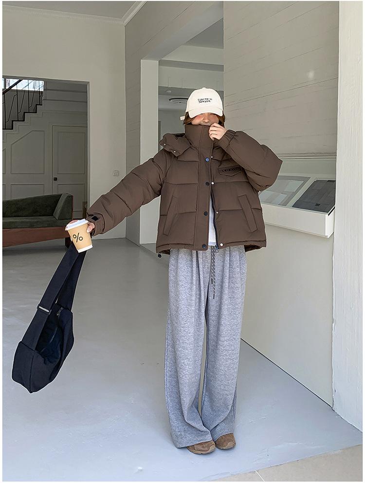 Women’s Short Hooded Windproof Thicken Warm Winter Jacket With Drawstring