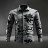 Herren Floral Leaf Print Langarmhemd Mode Slim Fit Button-Down Lässige Blusen Tops