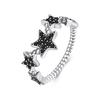 WOSTU Real 925 Sterling Silver Star Black Onyx Band Rings For Women Everyday Wear Full Stone Cool Rings Party Gift for her