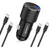 Dual 45W USB C Car Charger, 90W Max Super Fast Charging, All Metal 12V Cigarette Lighter Adapter for iPhone 17 Pro Max/16/15/iPad, Samsung Galaxy