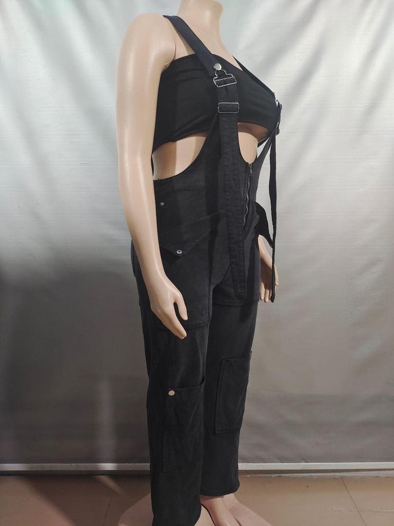 Women's European & American Denim Overalls - Summer Casual Zipper Washed One-piece Long Pants