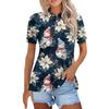 Dámská móda Neformální košile s potiskem s klopou a krátkým rukávem Dámské topy se zapínáním na knoflíky