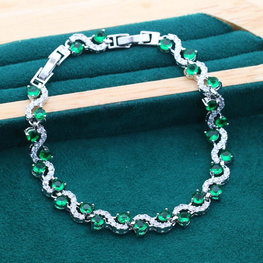 Jewelry European and N Light Luxury Zircon Bracelet Earrings Adjustable Ring Lady Jewelry Set