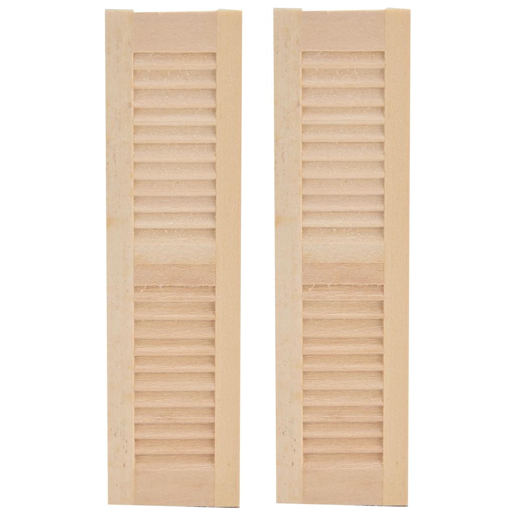 2pcs 1:12 Dollhouse Wooden Shutters Miniature Unpainted Blind Window Ornaments Accessories