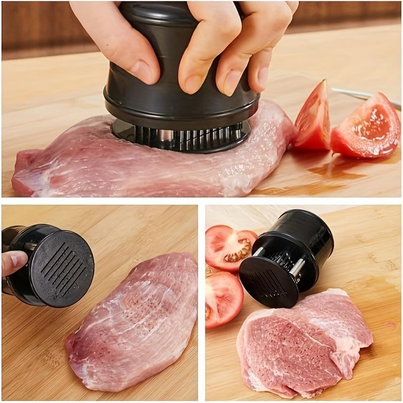 56 Needle Stainless Steel Meat Tenderizer , Heavy Duty Black Plastic Handle for Steak, Beef, Fish, Poultry ,Breaks Down Muscle Fibers