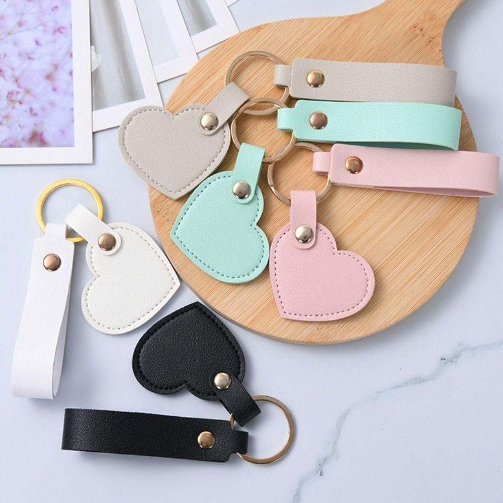 PU Leather Heart Keyring Car Key Holder Colorful Pendant Heart Shape Keychain  Birthday Gift