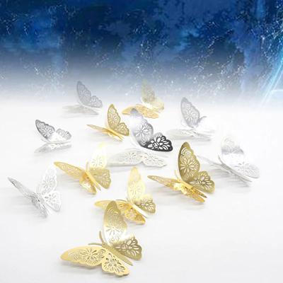 3D Wall Stickers Hollow for Kids Rooms and Home Wall Decor, DIY Mariposas, Fridge Stickers, Room Decoration, 12 Pcs/Set