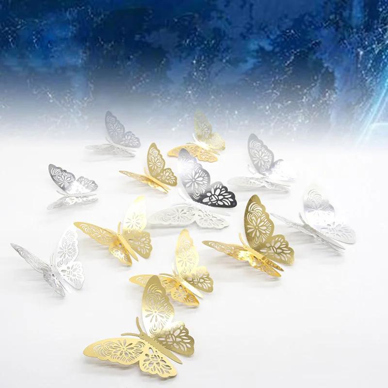 3D Wall Stickers Hollow for Kids Rooms, Home Wall Decor, DIY, Fridge Stickers, Room Decoration, 12 Pcs/Set