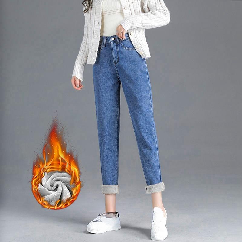 Neue Damen Thermo Slim Jeans Herbst Winter Warm Plüsch Stretch Jeans Damen Schneehose Skinny Bleistift Gerade Hose