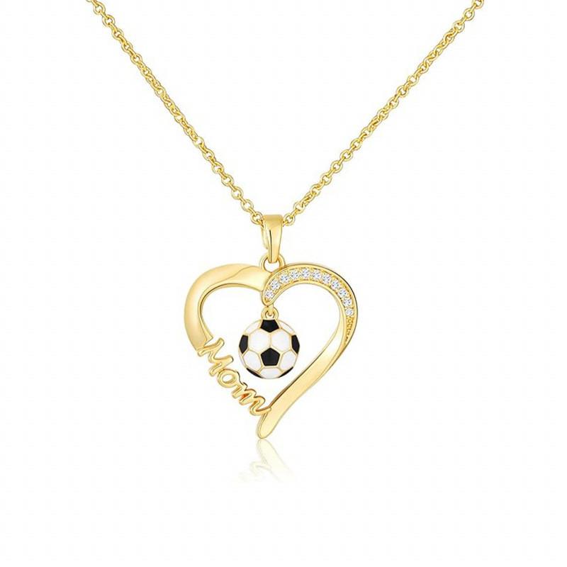 Soccer Necklace Heart Shape Jewelry For Mothers Day Gift Women Fashion