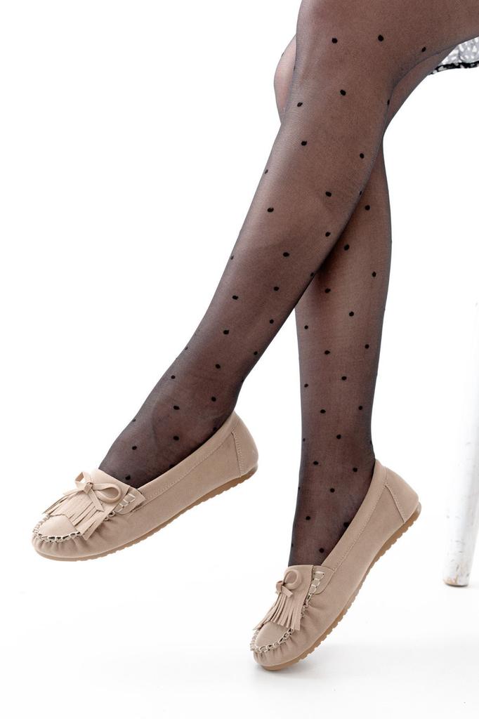 Women's Fashion Flat Heeled Ballerinas Ps Brown Suede Tasseled Daily Ballet Shoes