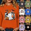 Women's Long Sleeve Halloween Print Neck T-Shirt Casual Fashion Top