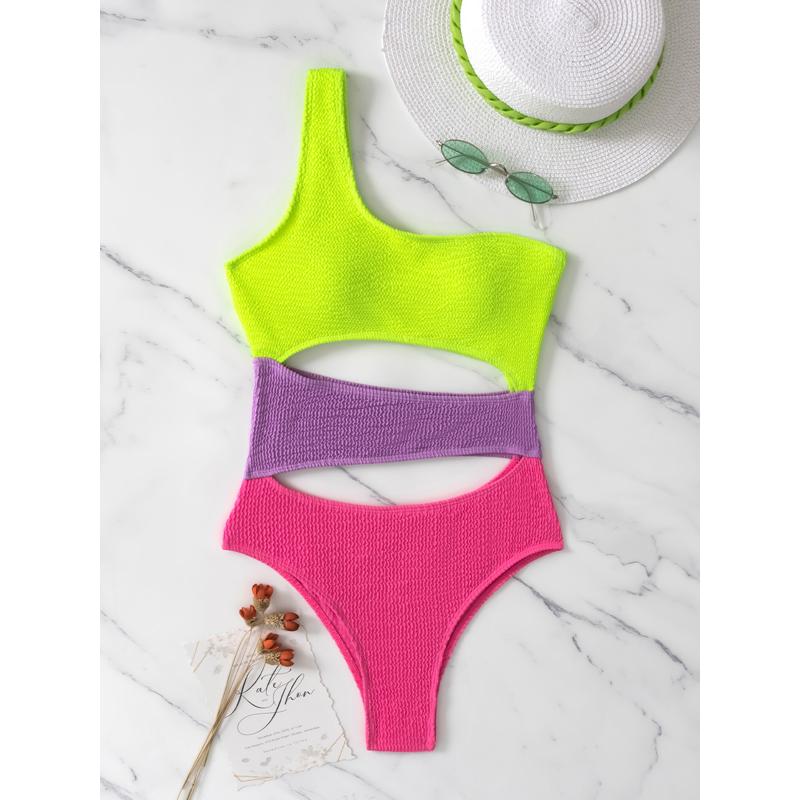 Women One Piece Swimsuit One Shoulder Female Swimwear Sexy Monokini Swimming Suits Beachwear Bathing Suits