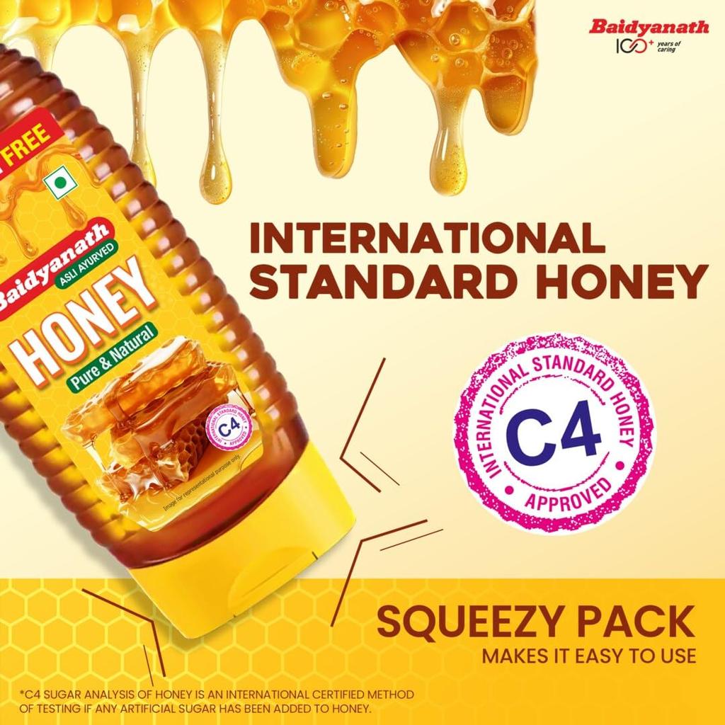Baidyanath Squeeze Honey Natural Sweetener 400 Gm X Pack Of 2 | Pure Honey | Easy Squeeze Bottle | No Added Sugar | Boosts Immunity Naturally