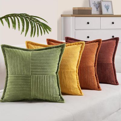 Broadside Randig Prydnadskuddfodral 45x45cm Corduroy Kuddöverdrag med Sömnad 18x18Tum Kuddfodral för Soffa Säng Vardagsrum
