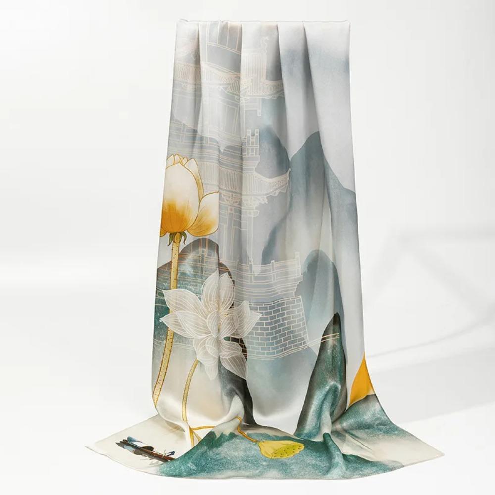 

Ханчжоуский шелковый шарф женский летний универсальный длинный шарф-шаль из шелка-тутового шелкопряда