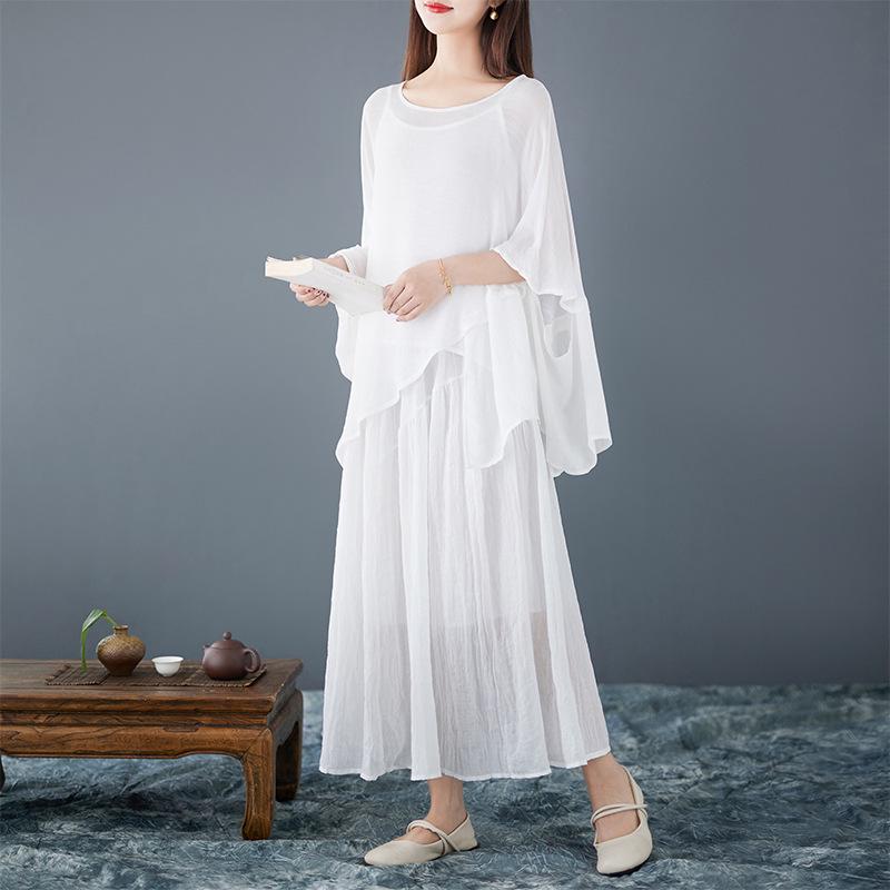 

2025 Women s Artistic Tencel Sun Protection 3-Piece Shirt Set - Irregular, Versatile, and Lightweight for Summer. XXL
