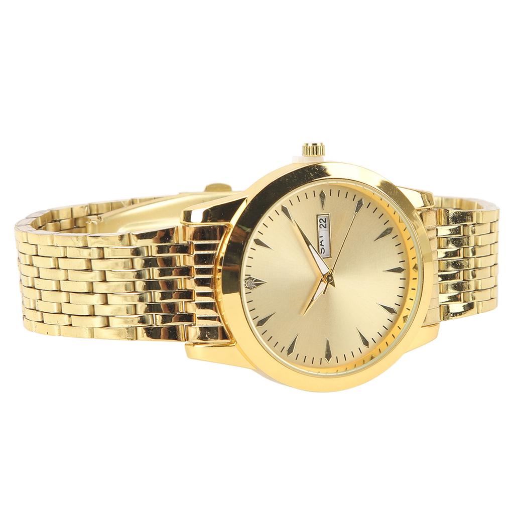 Quartz Men Watch Commercial Dual Date Stylish Classic Quartz Stainless Steel Dress Watch