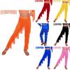Girls Latin Dance Fringe Pants Elastic Waistband Tiered Tassels Trousers Samba Rumba Cha Cha Salsa