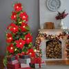 Yousheng Fireplace String Light Garland LED Warm Light Wireless Christmas Wreath Garland with Flowers Holiday Decoration