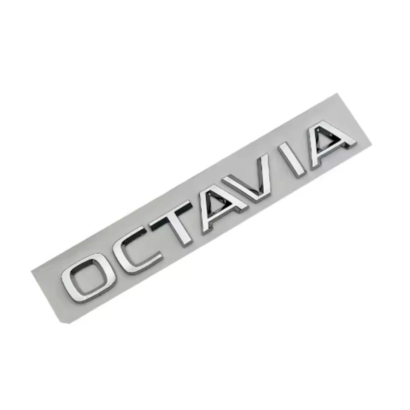 AAABU1 Auto Chrom Schwarz Logo Octavia Emblem Buchstaben Auto Heckklappen Aufkleber Für Skoda Octavia 1 2 3 4 MK3 MK4 MK5 RS VRS Zubehör